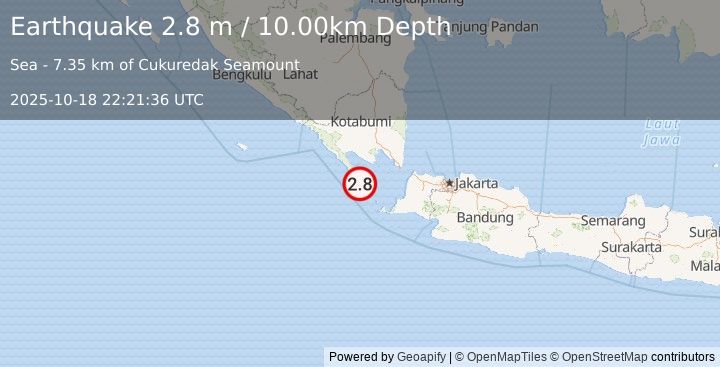Earthquake SUNDA STRAIT, INDONESIA (2.8 m) (2025-10-18 22:21:36 UTC)