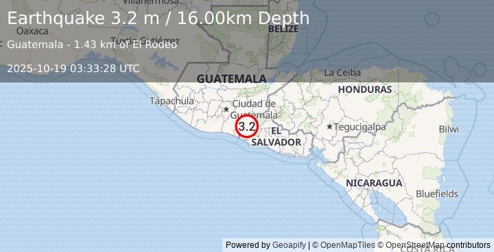 Earthquake GUATEMALA (3.2 m) (2025-10-19 03:33:28 UTC)