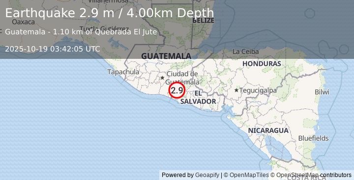 Earthquake GUATEMALA (2.9 m) (2025-10-19 03:42:05 UTC)