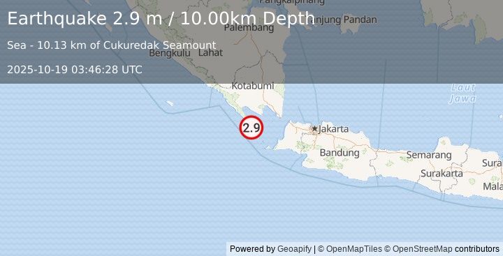 Earthquake SUNDA STRAIT, INDONESIA (2.9 m) (2025-10-19 03:46:28 UTC)