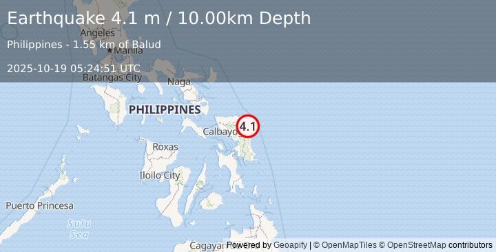 Earthquake SAMAR, PHILIPPINES (4.1 m) (2025-10-19 05:24:47 UTC)