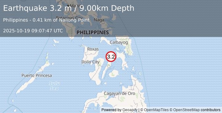 Earthquake LEYTE, PHILIPPINES (3.2 m) (2025-10-19 09:07:47 UTC)