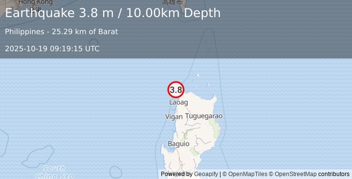 Earthquake LUZON, PHILIPPINES (3.8 m) (2025-10-19 09:19:15 UTC)