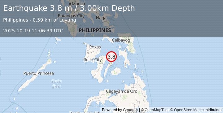 Earthquake NEGROS- CEBU REG, PHILIPPINES (3.8 m) (2025-10-19 11:06:39 UTC)