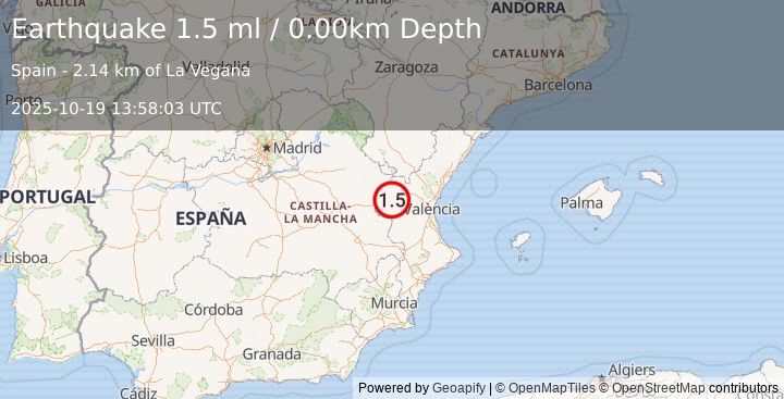Earthquake SPAIN (1.5 ml) (2025-10-19 13:58:03 UTC)