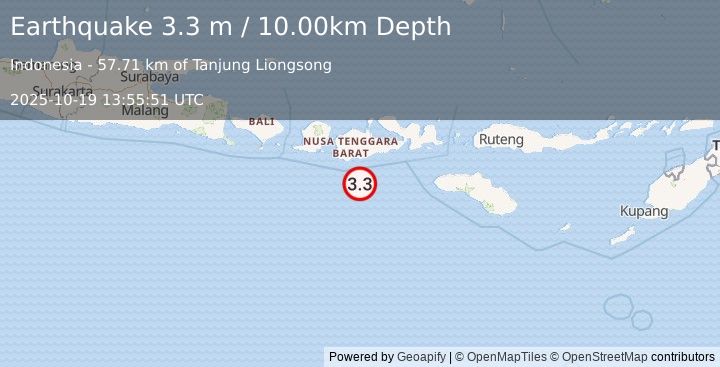 Earthquake SUMBAWA REGION, INDONESIA (3.3 m) (2025-10-19 13:55:51 UTC)