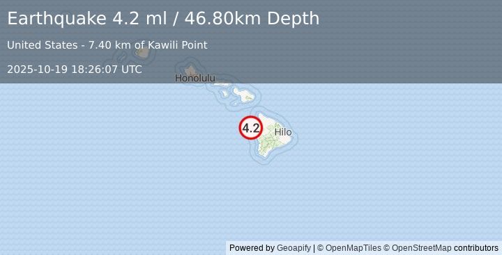 Earthquake HAWAII REGION, HAWAII (4.2 ml) (2025-10-19 18:26:08 UTC)