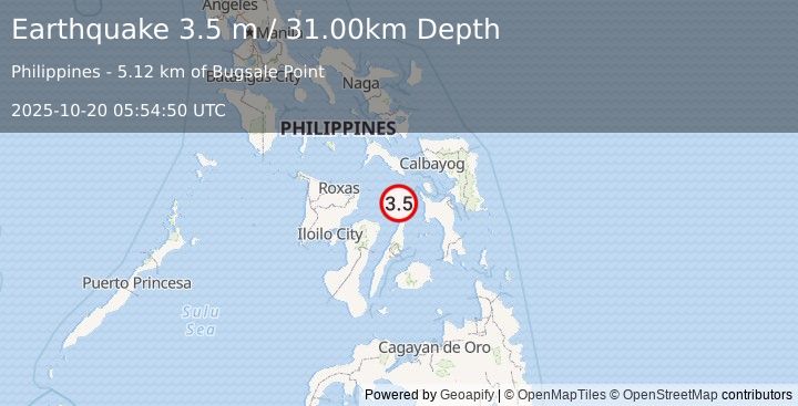 Earthquake VISAYAN SEA, PHILIPPINES (3.5 m) (2025-10-20 05:54:50 UTC)