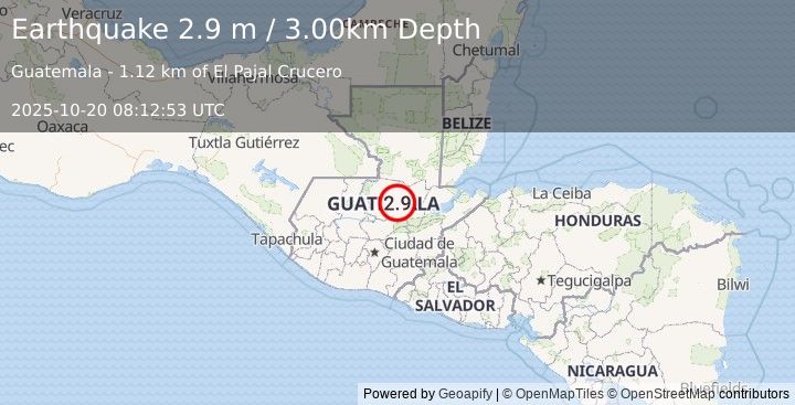 Earthquake GUATEMALA (2.9 m) (2025-10-20 08:12:53 UTC)
