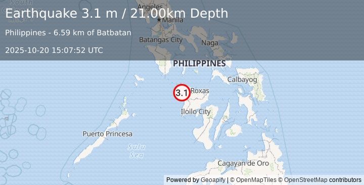 Earthquake PANAY, PHILIPPINES (3.1 m) (2025-10-20 15:07:52 UTC)