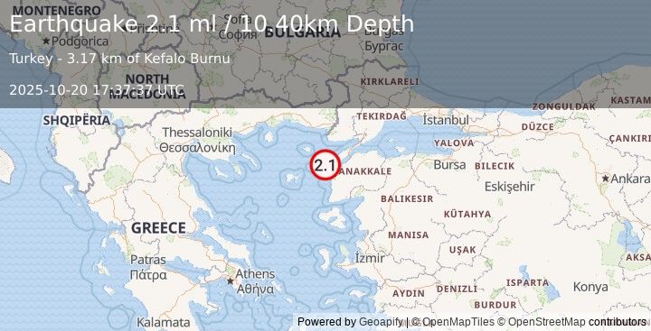 Earthquake WESTERN TURKEY (1.6 ml) (2025-10-20 17:38:35 UTC)