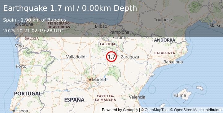 Earthquake SPAIN (1.7 ml) (2025-10-21 02:19:28 UTC)