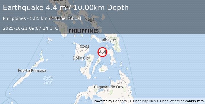 Earthquake LEYTE, PHILIPPINES (4.4 m) (2025-10-21 09:07:24 UTC)