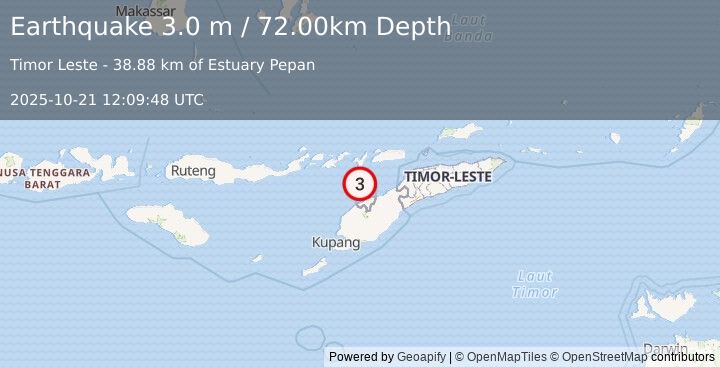 Earthquake KEPULAUAN ALOR, INDONESIA (3.0 m) (2025-10-21 12:09:48 UTC)