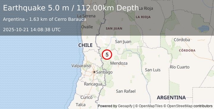 Earthquake MENDOZA, ARGENTINA (4.9 m) (2025-10-21 14:08:37 UTC)