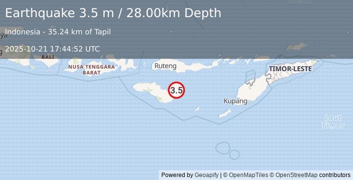 Earthquake SUMBA REGION, INDONESIA (3.5 m) (2025-10-21 17:44:52 UTC)