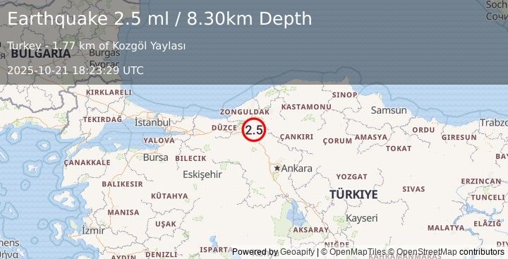 Earthquake CENTRAL TURKEY (2.5 ml) (2025-10-21 18:23:29 UTC)
