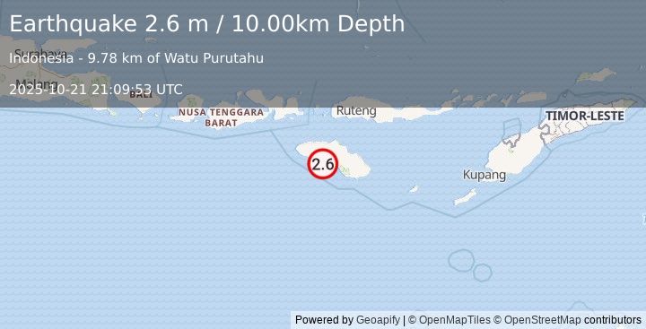 Earthquake SUMBA REGION, INDONESIA (2.6 m) (2025-10-21 21:09:53 UTC)