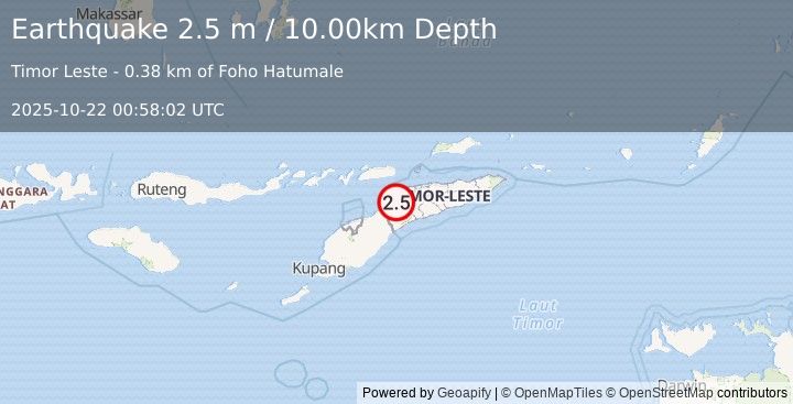 Earthquake EAST TIMOR REGION (2.5 m) (2025-10-22 00:58:02 UTC)