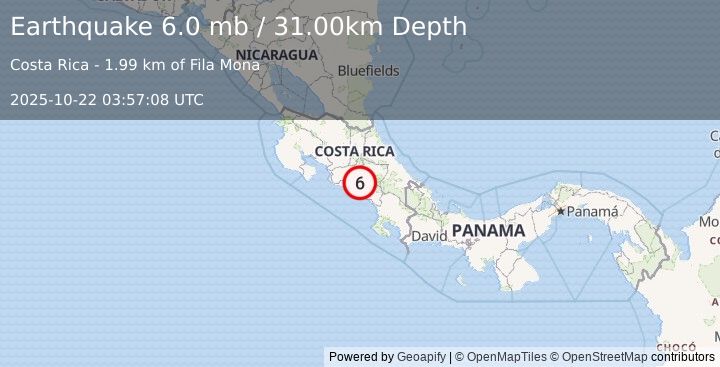 Earthquake COSTA RICA (5.9 mw) (2025-10-22 03:57:07 UTC)