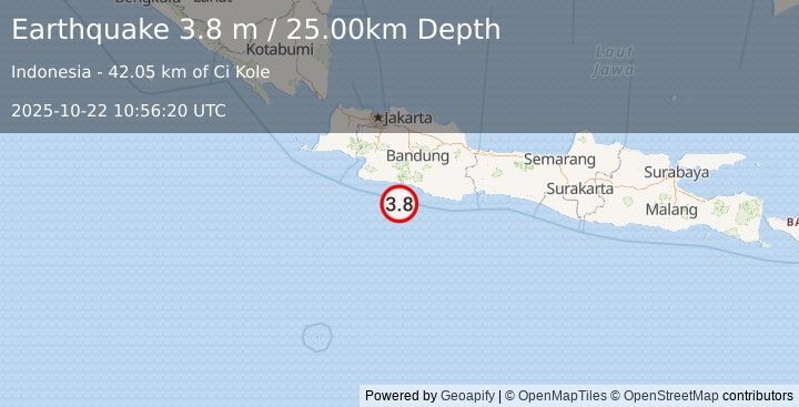 Earthquake JAVA, INDONESIA (3.8 m) (2025-10-22 10:56:20 UTC)