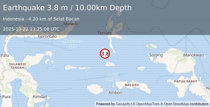 Earthquake HALMAHERA, INDONESIA (3.8 m) (2025-10-22 13:25:08 UTC)