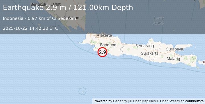 Earthquake JAVA, INDONESIA (2.9 m) (2025-10-22 14:42:20 UTC)