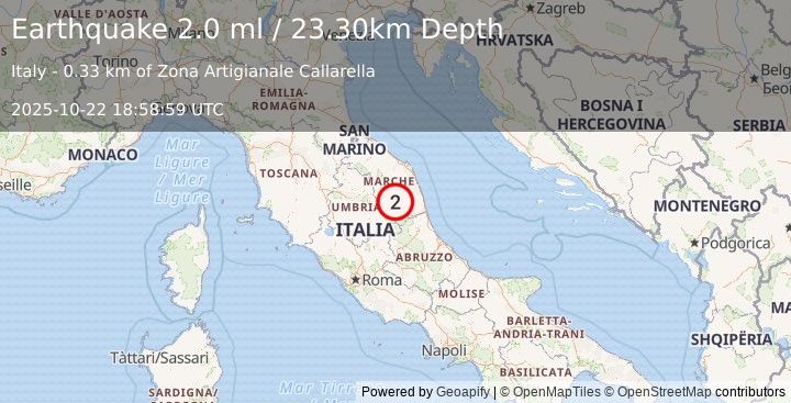 Earthquake CENTRAL ITALY (2.0 ml) (2025-10-22 18:58:59 UTC)