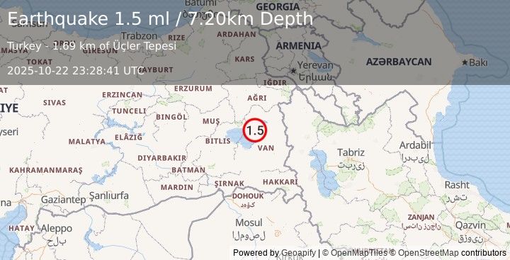 Earthquake EASTERN TURKEY (1.5 ml) (2025-10-22 23:28:41 UTC)