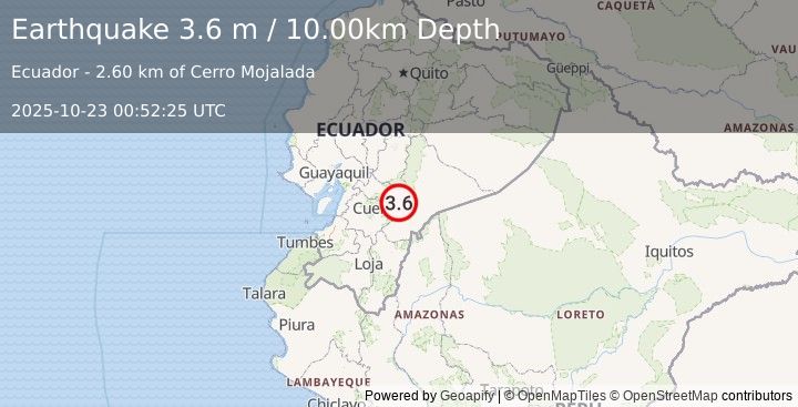 Earthquake ECUADOR (3.2 ml) (2025-10-23 00:52:20 UTC)