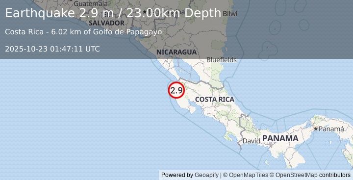 Earthquake OFF COAST OF COSTA RICA (3.2 m) (2025-10-23 01:47:00 UTC)