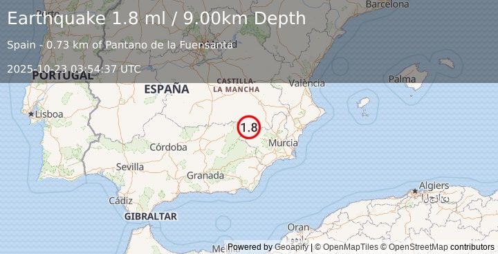 Earthquake SPAIN (1.8 ml) (2025-10-23 03:54:37 UTC)