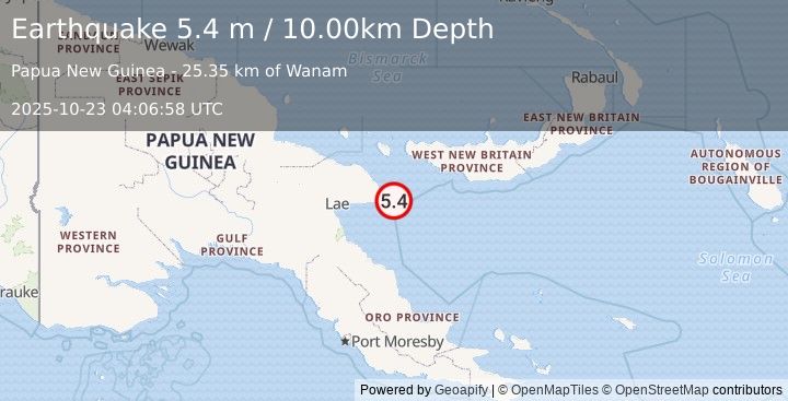 Earthquake NEW BRITAIN REGION, P.N.G. (5.4 m) (2025-10-23 04:07:01 UTC)
