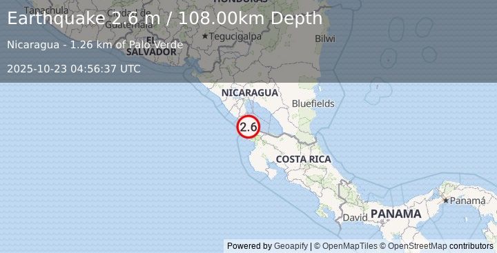 Earthquake NICARAGUA (2.6 m) (2025-10-23 04:56:37 UTC)