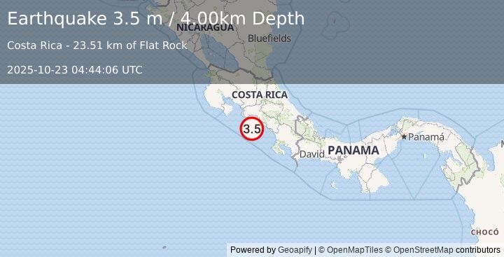 Earthquake COSTA RICA (3.5 m) (2025-10-23 04:44:06 UTC)