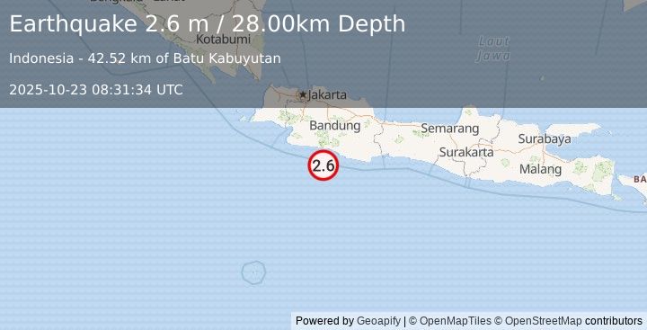 Earthquake JAVA, INDONESIA (2.6 m) (2025-10-23 08:31:34 UTC)