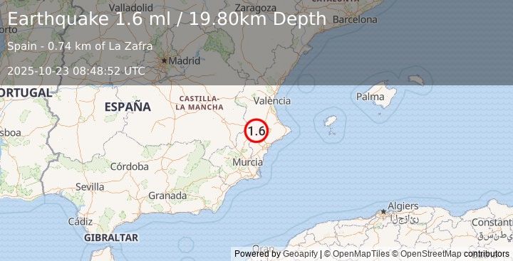 Earthquake SPAIN (1.6 ml) (2025-10-23 08:48:52 UTC)
