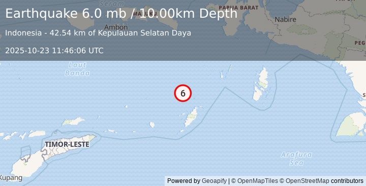 Earthquake BANDA SEA (5.6 mw) (2025-10-23 11:46:10 UTC)