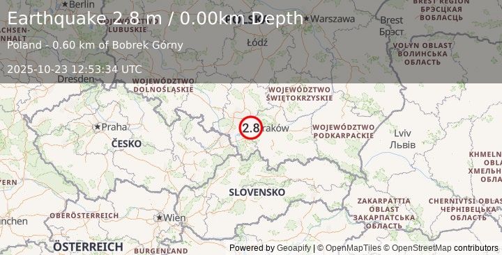 Earthquake POLAND (2.9 m) (2025-10-23 12:53:34 UTC)
