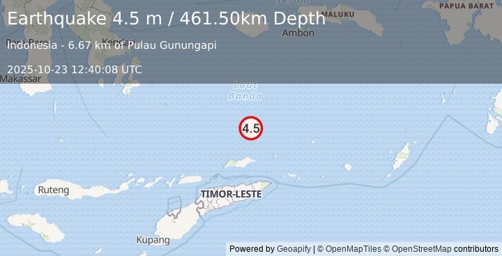 Earthquake BANDA SEA (4.5 m) (2025-10-23 12:40:08 UTC)