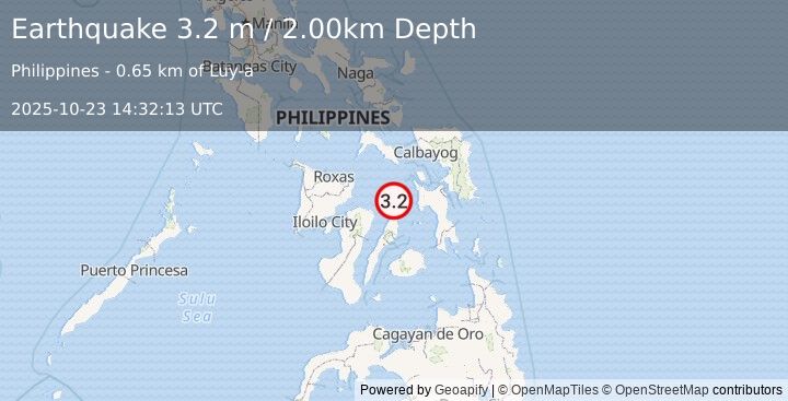 Earthquake VISAYAN SEA, PHILIPPINES (3.2 m) (2025-10-23 14:32:13 UTC)