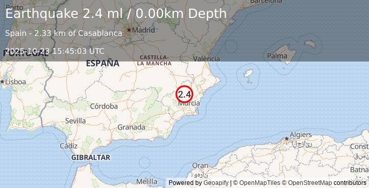 Earthquake SPAIN (2.4 ml) (2025-10-23 15:45:03 UTC)
