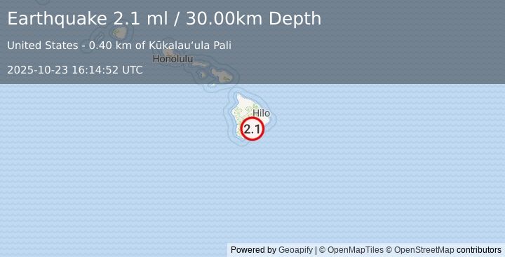 Earthquake ISLAND OF HAWAII, HAWAII (2.1 ml) (2025-10-23 16:14:52 UTC)