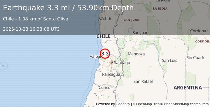 Earthquake VALPARAISO, CHILE (3.3 ml) (2025-10-23 16:33:08 UTC)