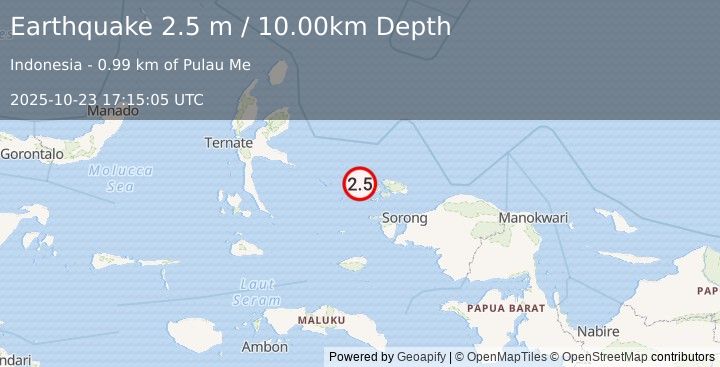 Earthquake PAPUA REGION, INDONESIA (2.5 m) (2025-10-23 17:15:05 UTC)