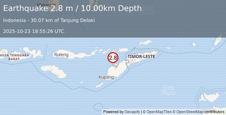 Earthquake KEPULAUAN ALOR, INDONESIA (2.8 m) (2025-10-23 18:55:26 UTC)