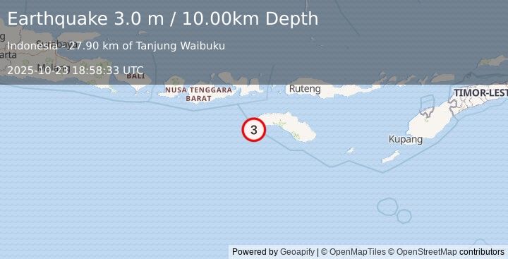 Earthquake SUMBAWA REGION, INDONESIA (3.0 m) (2025-10-23 18:58:33 UTC)