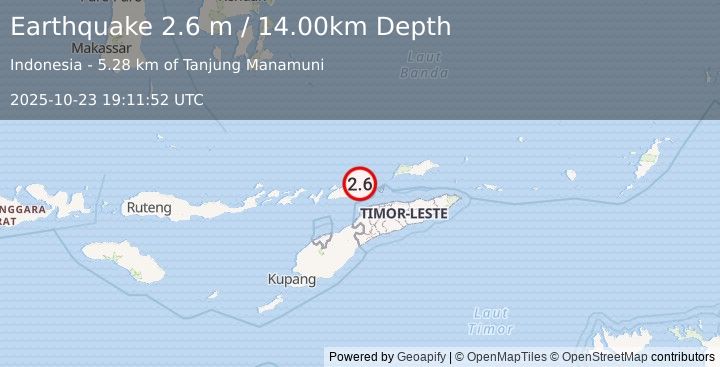 Earthquake EAST TIMOR REGION (2.6 m) (2025-10-23 19:11:52 UTC)