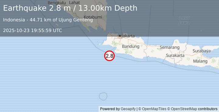 Earthquake JAVA, INDONESIA (2.8 m) (2025-10-23 19:55:59 UTC)