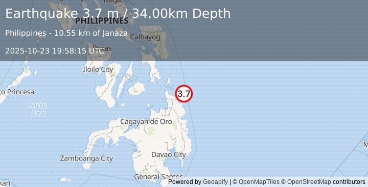 Earthquake MINDANAO, PHILIPPINES (3.7 m) (2025-10-23 19:58:15 UTC)